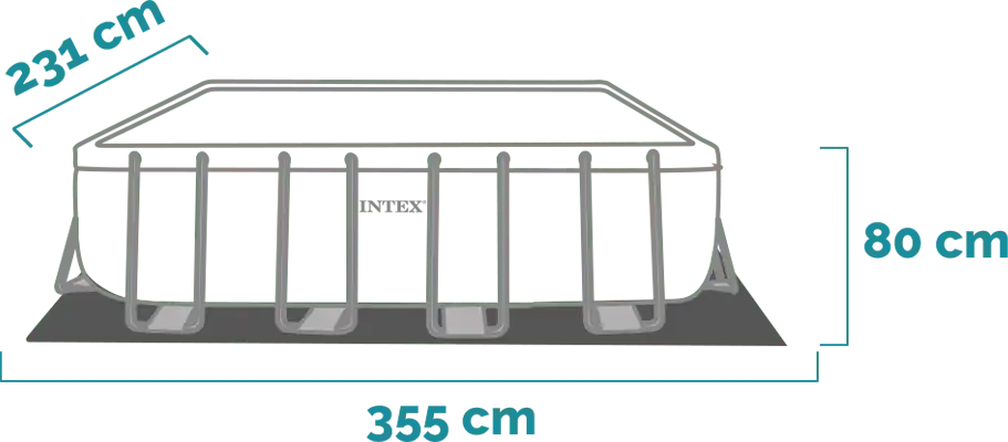 Dimensions and shape Prism Frame Rectangular Pool Set 300x175x80 cm