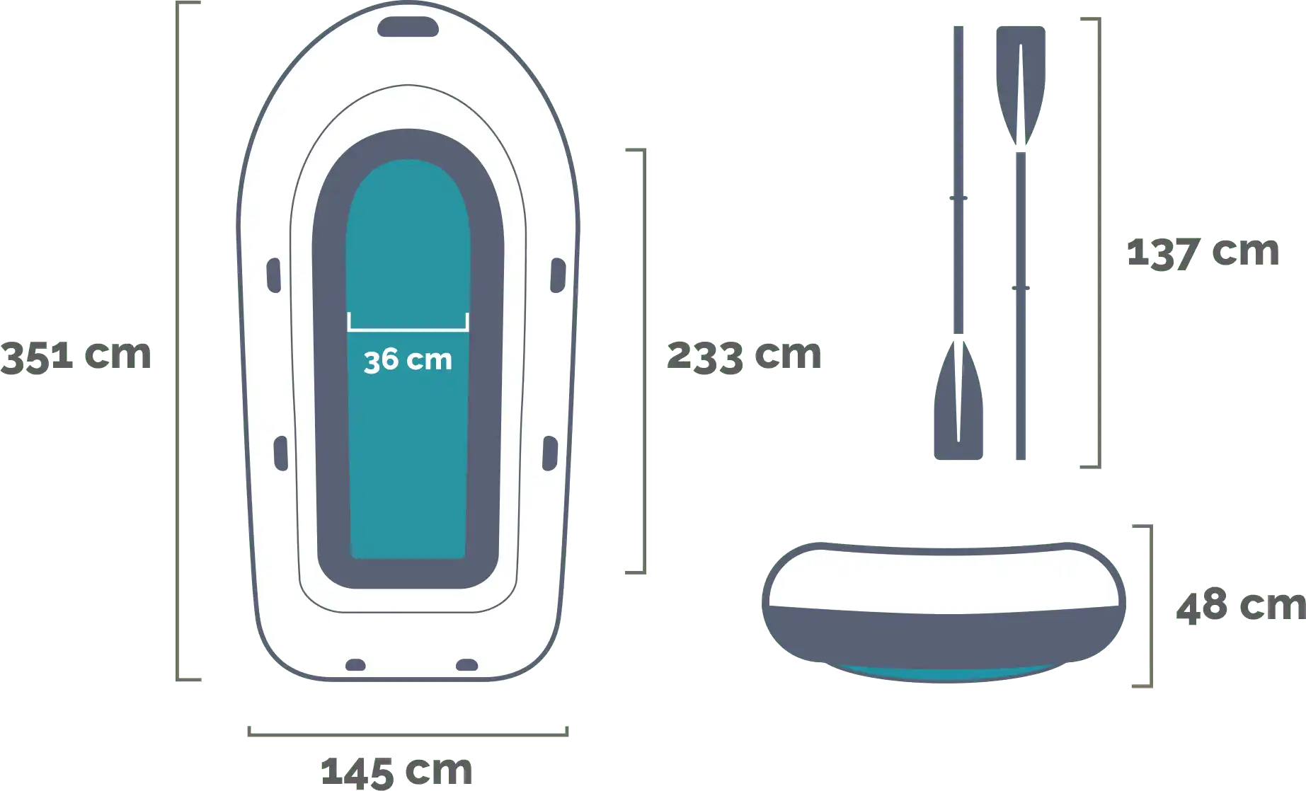 Matmenys ir forma Pripučiama valtis Seahawk 4 Boat 