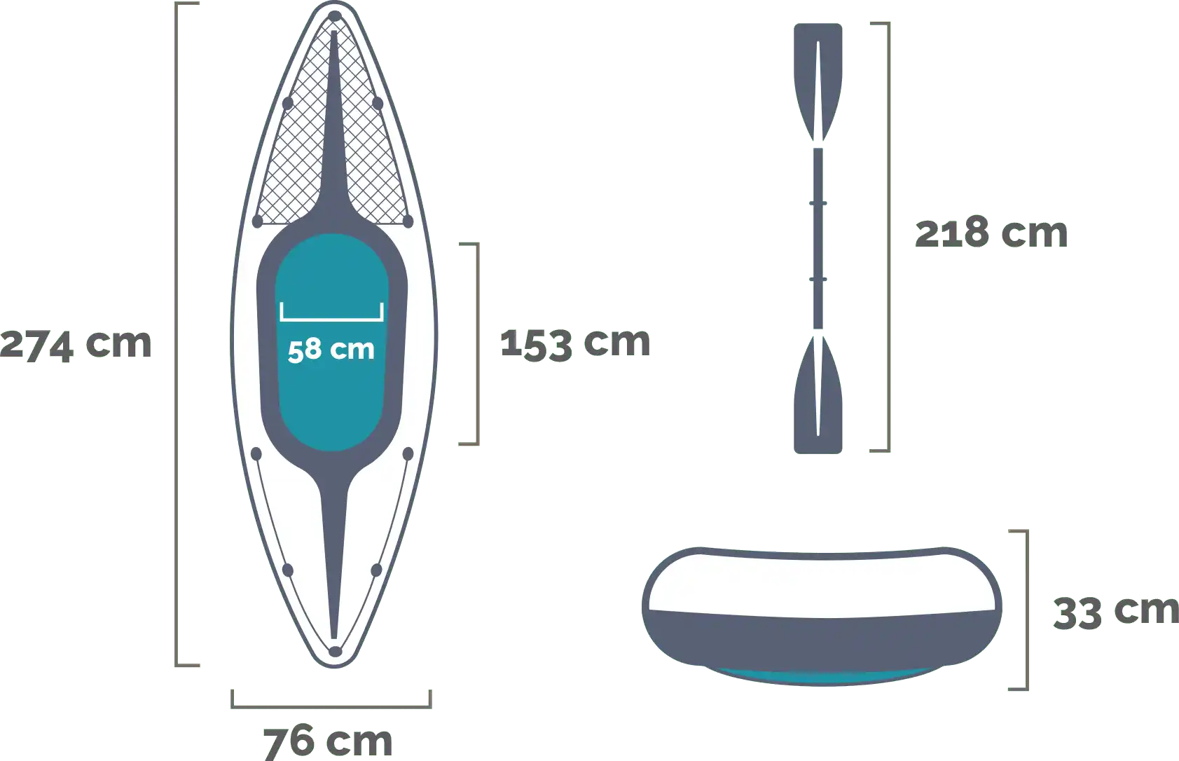 Dimensions and shape Challenger K1 Kayak