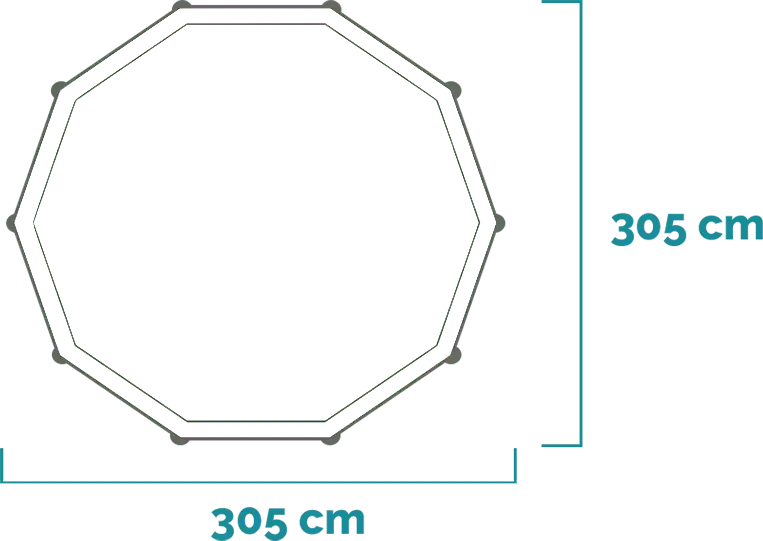 Matmenys ir forma Baseino komplektas Prism Frame Premium 305x76 cm