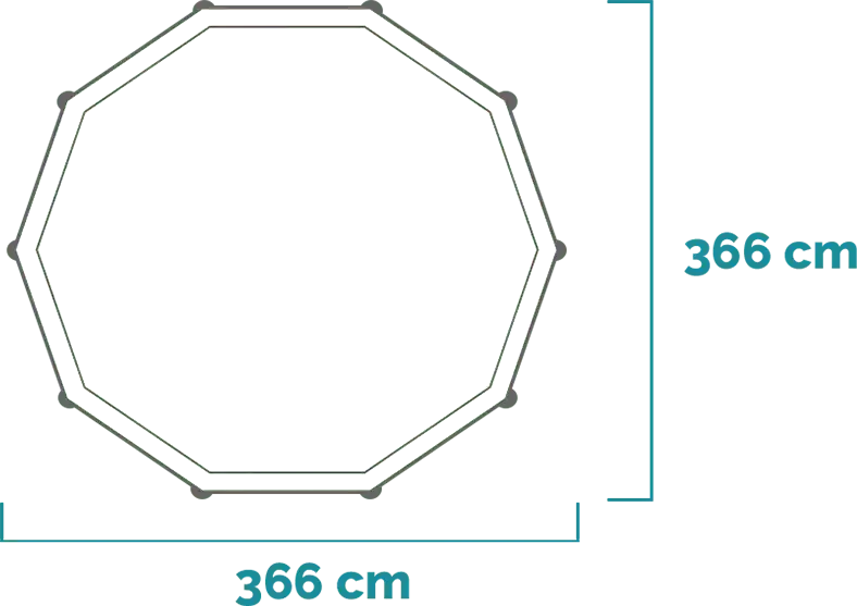 Matmenys ir forma Baseino komplektas Prism Frame Premium 366x99 cm