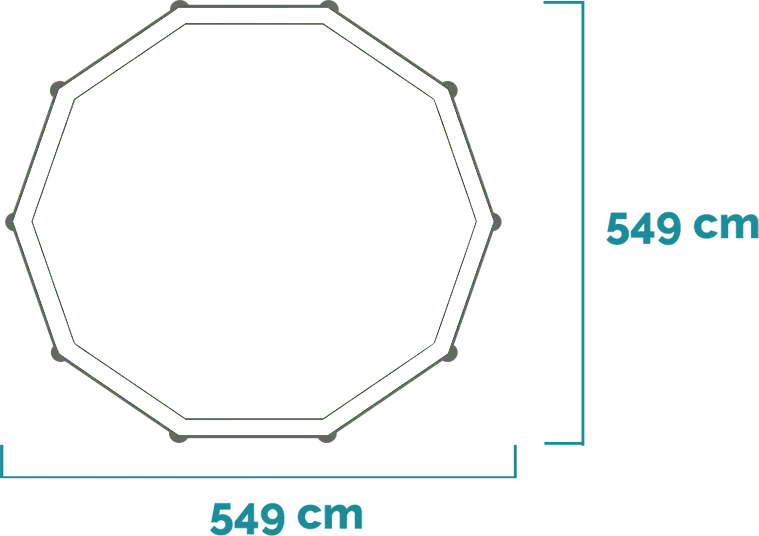 Matmenys ir forma Baseino komplektas Prism Frame Premium 549x122 cm