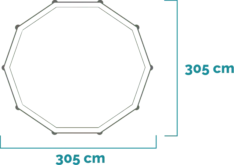 Matmenys ir forma Baseino komplektas Metal Frame 305x76 cm