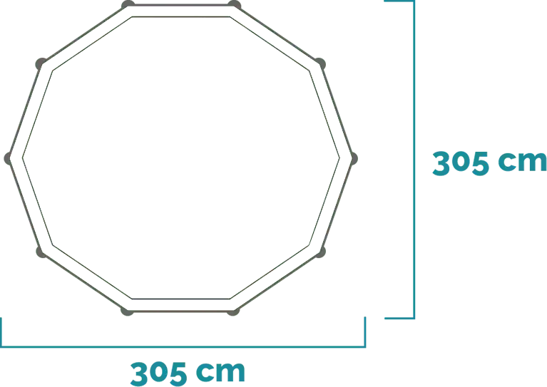 Matmenys ir forma Baseino komplektas Metal Frame 305x76 cm