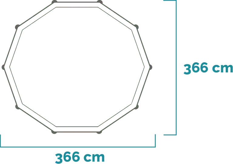 Matmenys ir forma Baseino komplektas Metal Frame 366x76 cm