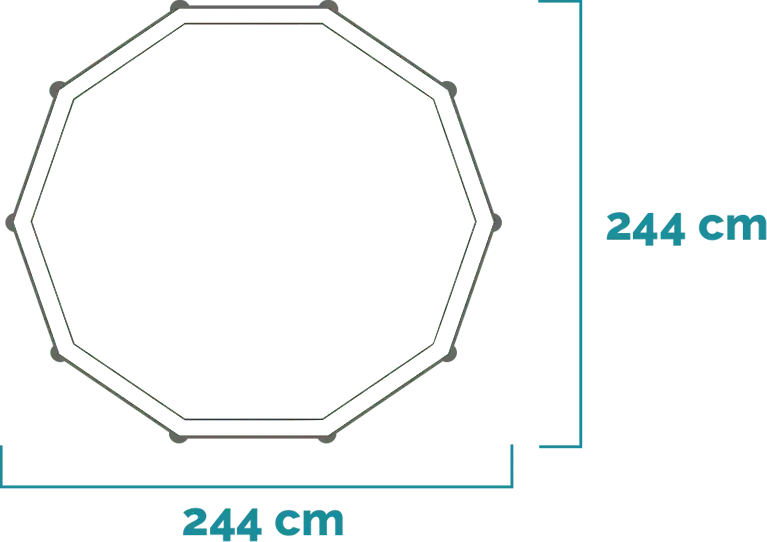 Matmenys ir forma Baseino komplektas Pink Metal Frame 244x76 cm