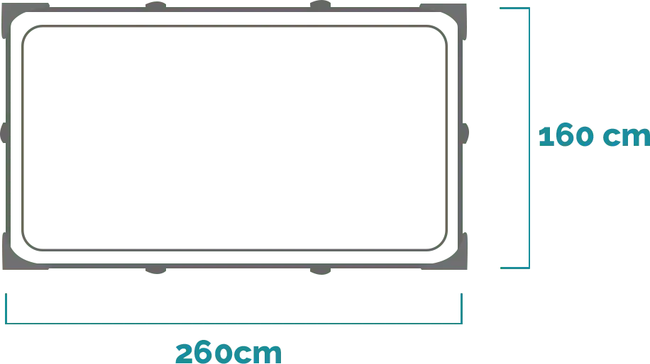 Dimensions and shape Rectangular Frame Pool 260x160x65 cm