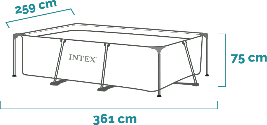 Rozměry Bazén Rectangular Frame 300x200x75 cm