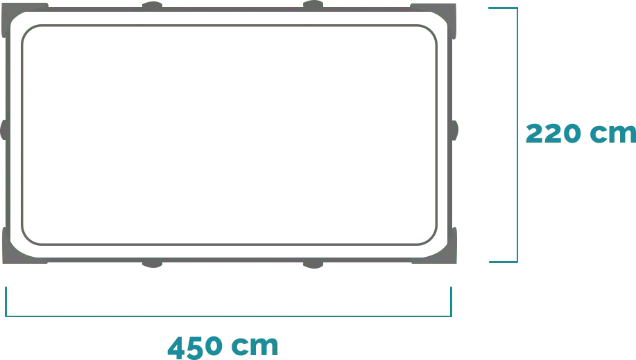 Dimensions and shape Rectangular Frame Pool 450x220x84 cm