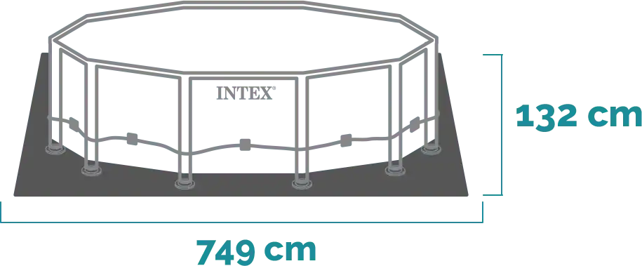 Matmenys ir forma Baseino komplektas Ultra XTR Frame 732x132 cm 