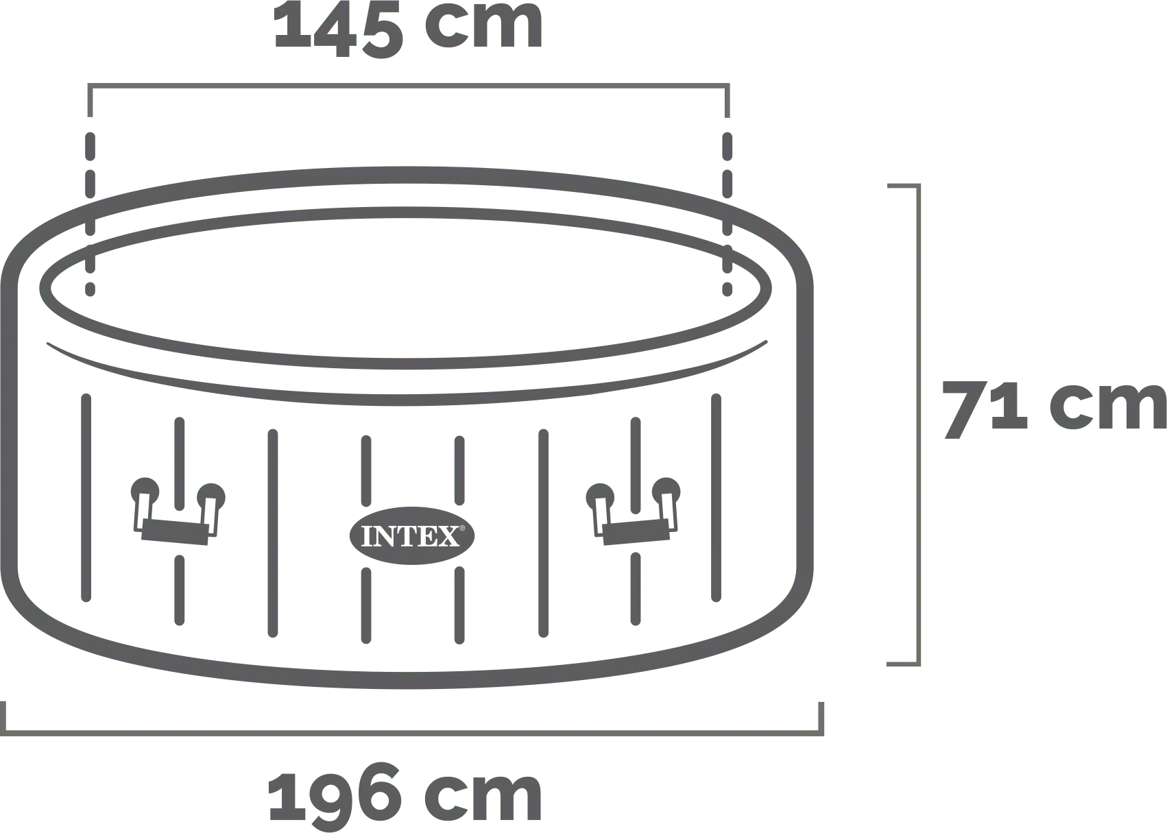 Dimensions and shape 4-person Sahara Tan Round Bubble Spa