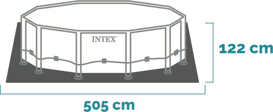 Matmenys ir forma Baseino komplektas Ultra XTR Frame 488x122 cm