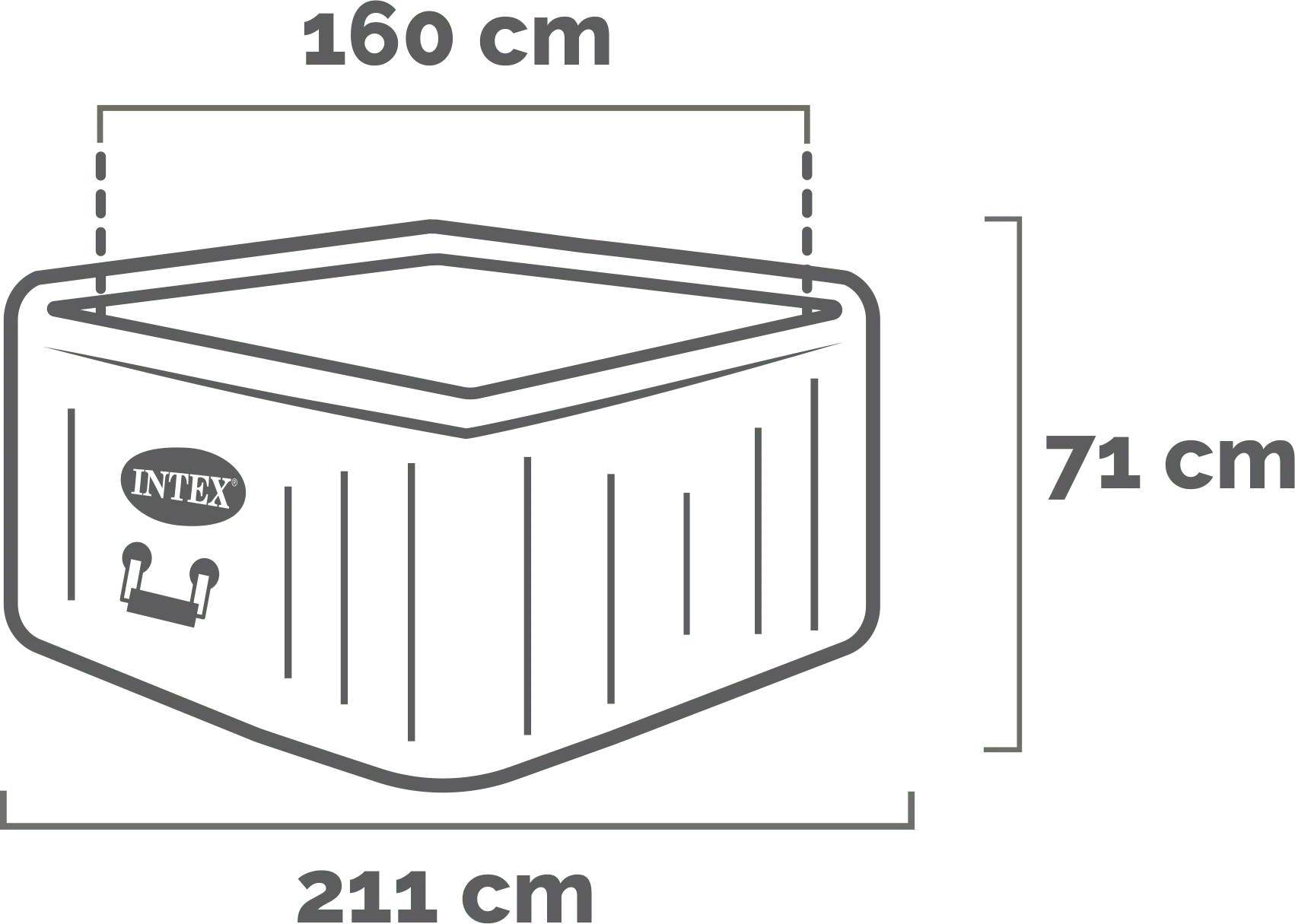 Dimensions and shape 4-person Calacatta Dual Zone Square Combo Spa