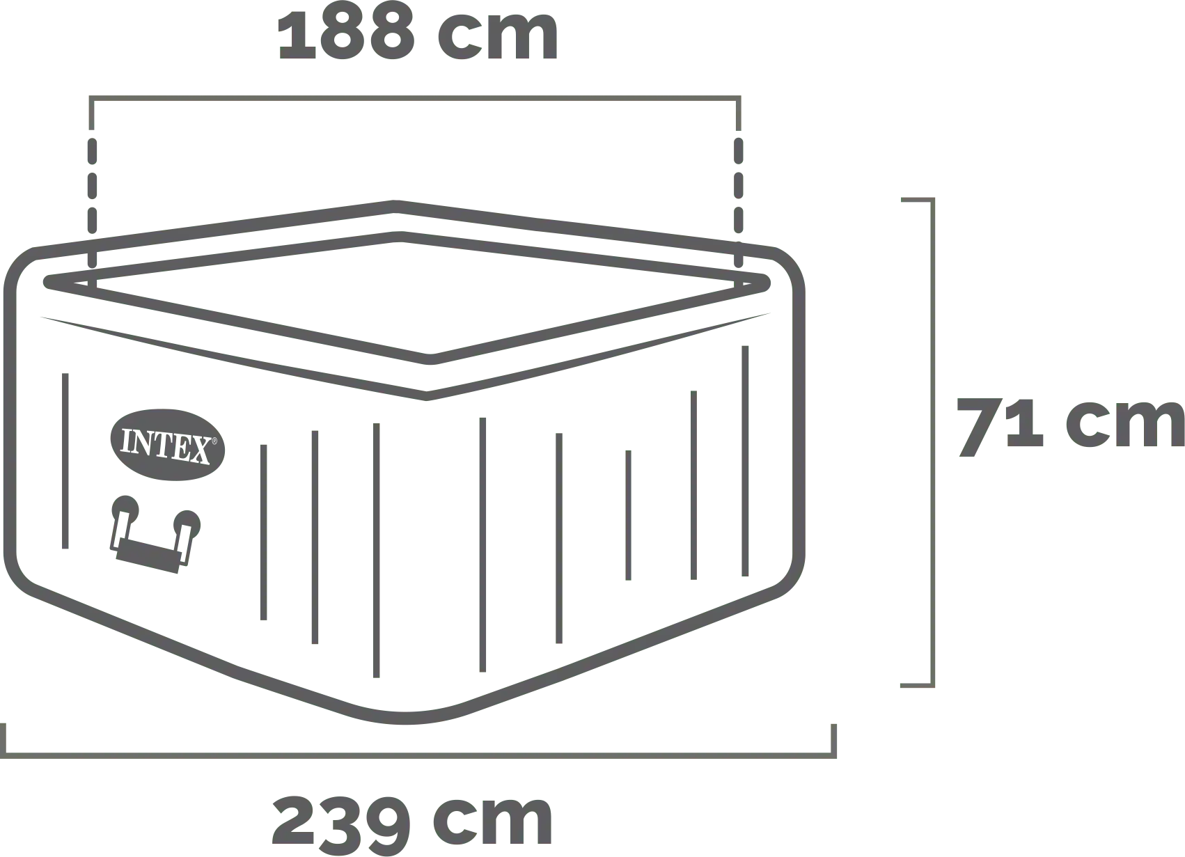 Dimensions and shape 6-person Chevron Deluxe Square Bubble Spa