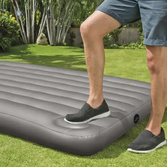 Twin Dura-Beam Downy Airbed with Foot built-in pump