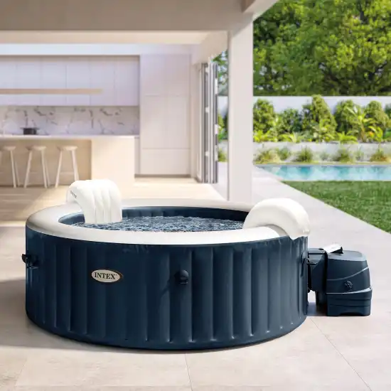 4-person Navy Blue Round Bubble Spa
