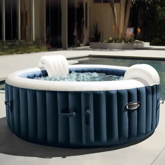 4-person Navy Blue Round Bubble Spa