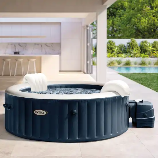 6-person Navy Blue Round Bubble Spa