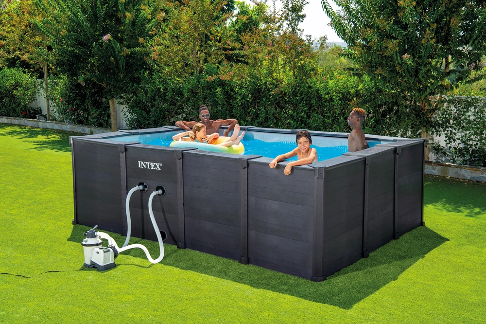 Graphite Gray Panel Rectangular Pool Set 400x300x124 cm